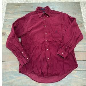 Nautica men's corduroy button up red wine long sleeve shirt size med